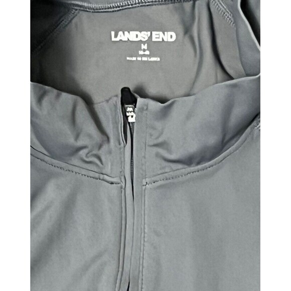 Lands' End Shirt Short Sleeve 1/4 Zip Mock Neck Stretch Gray Medium Sports Golf - Picture 3 of 3